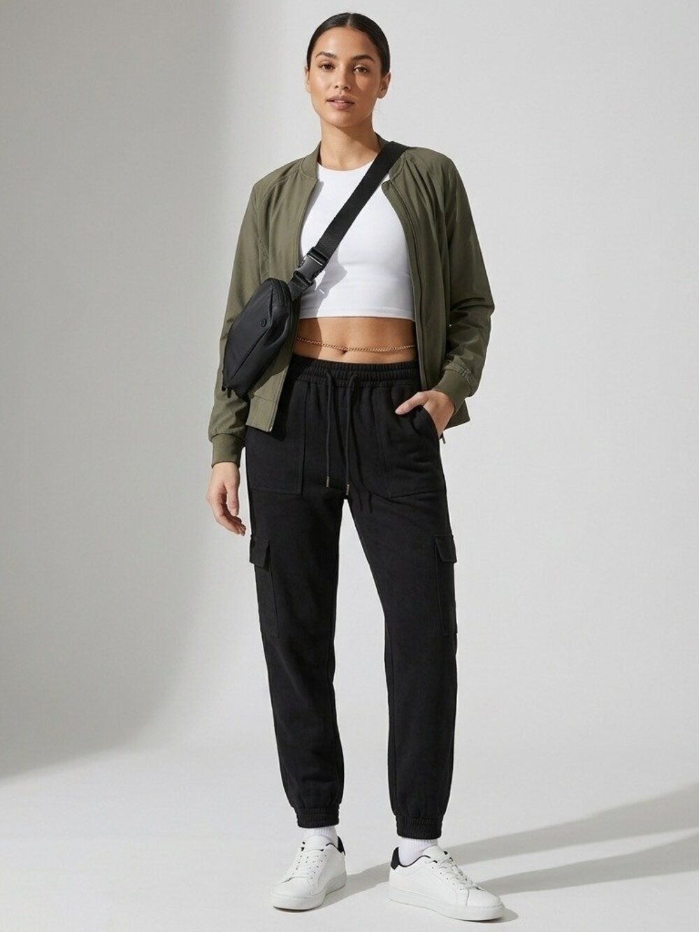 Zara Cargo Velour Suede Jogger Pants Black XS Relaxed Streetwear Minimalist